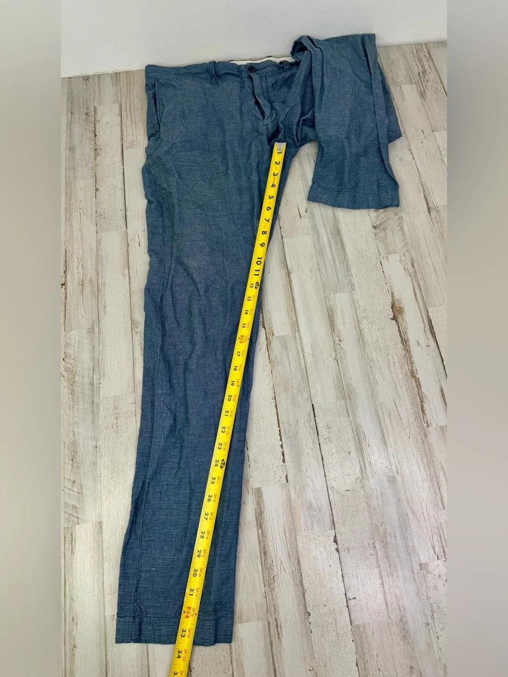 J Crew 484 Pants Mens Size 35x34 Baird McNutt Irish Linen Blend Blue Chino